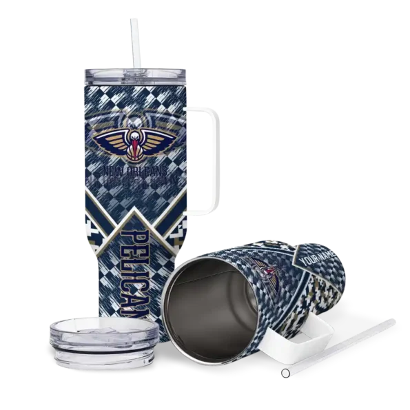 personalized new orleans pelicans chevron angle navy curved tumbler high quality 1.webp