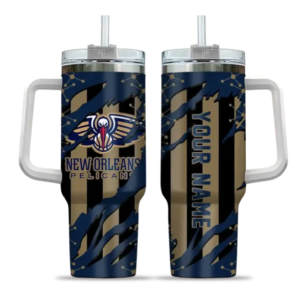 personalized new orleans pelicans claw cut navy black curved tumbler best selling 1.webp