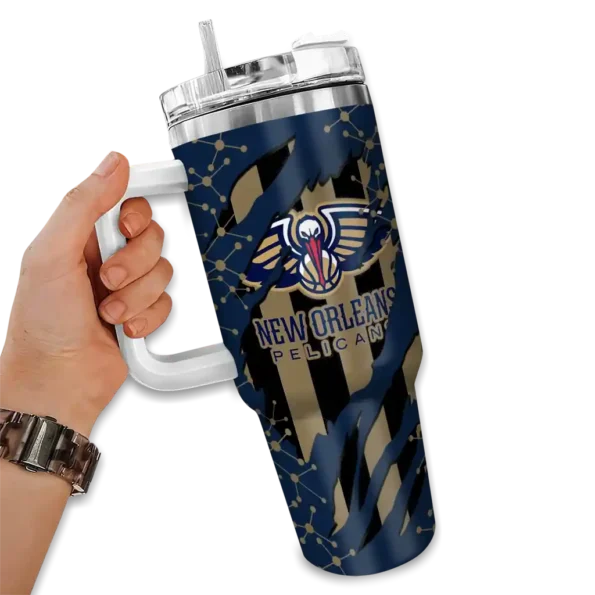 personalized new orleans pelicans claw cut navy black curved tumbler fashion forward 1.webp
