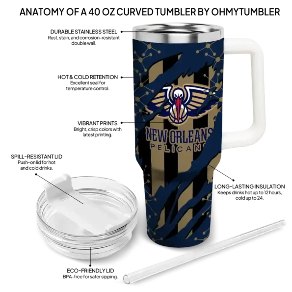personalized new orleans pelicans claw cut navy black curved tumbler new arrival 1.webp