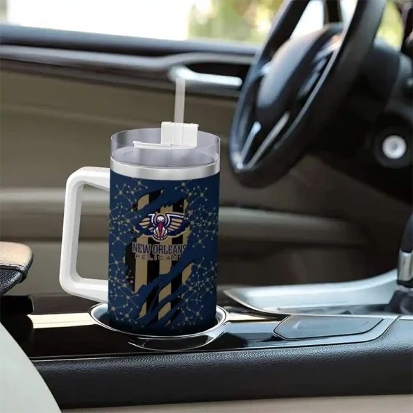 personalized new orleans pelicans claw cut navy black curved tumbler trendy 1.webp
