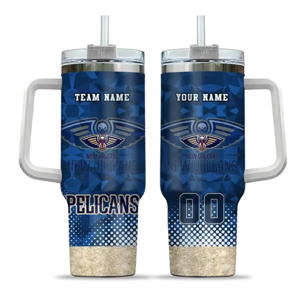 personalized new orleans pelicans geometric prism navy curved tumbler best selling 1.webp