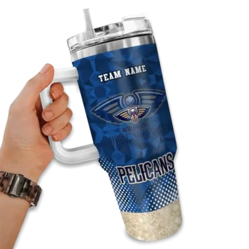 personalized new orleans pelicans geometric prism navy curved tumbler fashion forward 1.webp