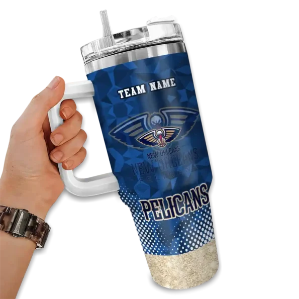 personalized new orleans pelicans geometric prism navy curved tumbler fashion forward 1.webp