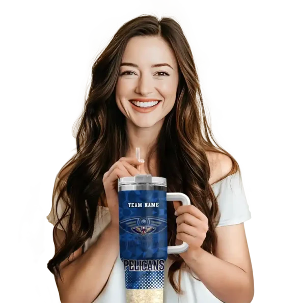 personalized new orleans pelicans geometric prism navy curved tumbler premium grade 1.webp