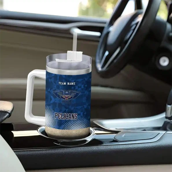 personalized new orleans pelicans geometric prism navy curved tumbler trendy 1.webp