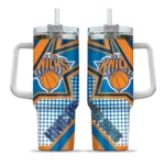 personalized new york knicks arrow burst blue curved tumbler best selling 1.webp