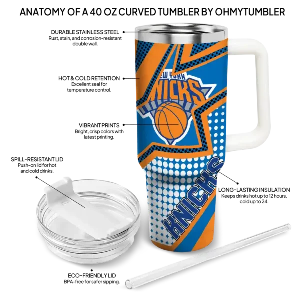 personalized new york knicks arrow burst blue curved tumbler new arrival 1.webp