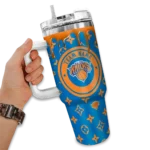 personalized new york knicks bullseye drips blue curved tumbler best selling 1.webp