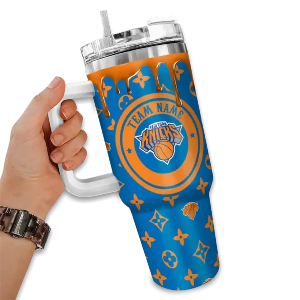 personalized new york knicks bullseye drips blue curved tumbler fashion forward 1.webp