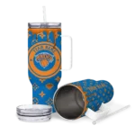 personalized new york knicks bullseye drips blue curved tumbler best selling 1.webp
