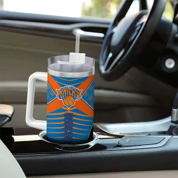 personalized new york knicks chevron layers blue curved tumbler trendy 1.webp