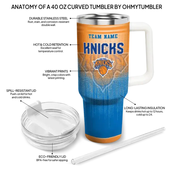 personalized new york knicks gradient dots blue curved tumbler new arrival 1.webp