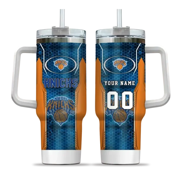 personalized new york knicks hexagon armor blue curved tumbler best selling 1.webp