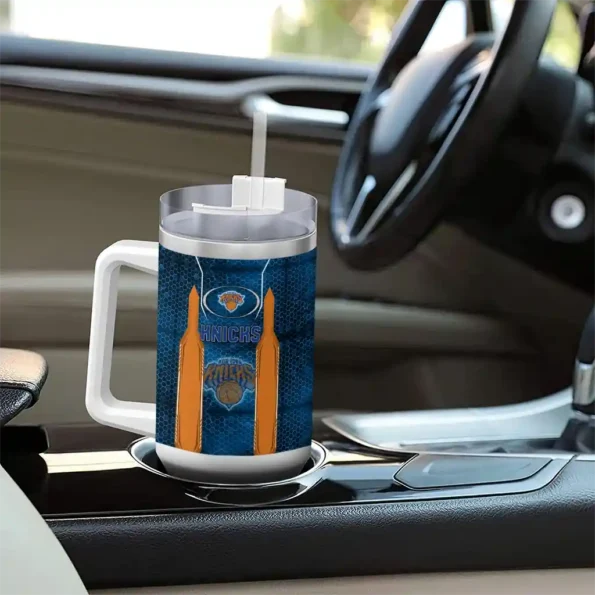 personalized new york knicks hexagon armor blue curved tumbler trendy 1.webp