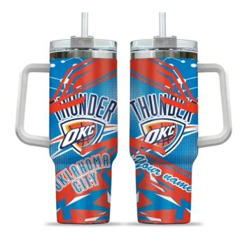personalized oklahoma city thunder abstract paths blue curved tumbler best selling 1.webp