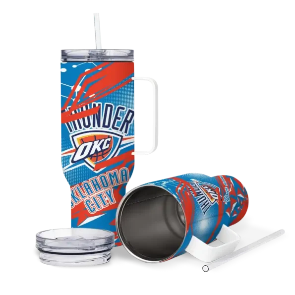 personalized oklahoma city thunder abstract paths blue curved tumbler high quality 1.webp
