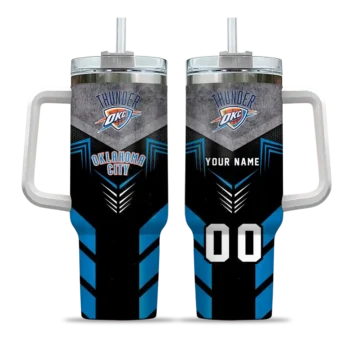 personalized oklahoma city thunder arrow armor blue black curved tumbler best selling 1.webp