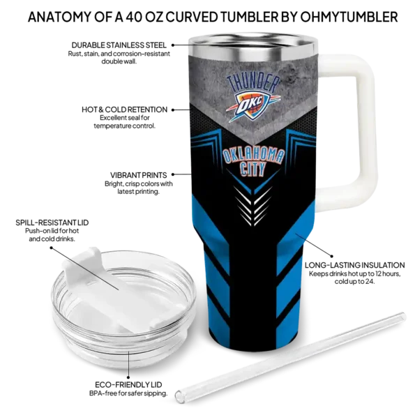 personalized oklahoma city thunder arrow armor blue black curved tumbler new arrival 1.webp