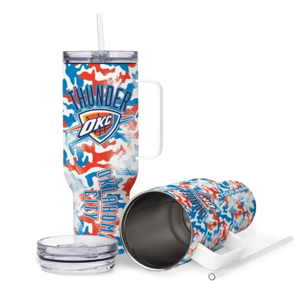 personalized oklahoma city thunder camo mashup blue white curved tumbler high quality 1.webp