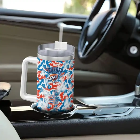 personalized oklahoma city thunder camo mashup blue white curved tumbler trendy 1.webp