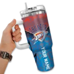 personalized oklahoma city thunder chevron stripe blue curved tumbler best selling 1.webp