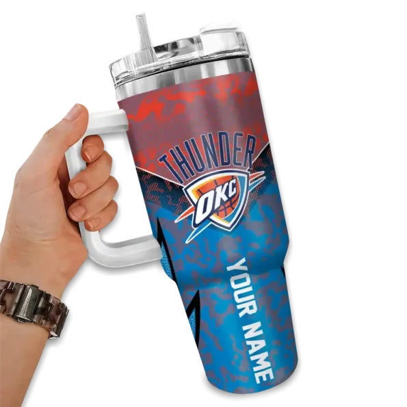 personalized oklahoma city thunder chevron stripe blue curved tumbler fashion forward 1.webp