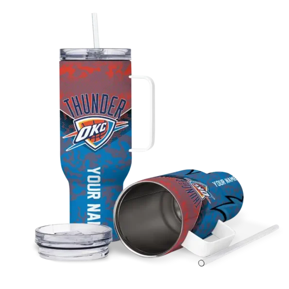 personalized oklahoma city thunder chevron stripe blue curved tumbler high quality 1.webp