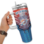 personalized oklahoma city thunder hex texture blue curved tumbler best selling 1.webp