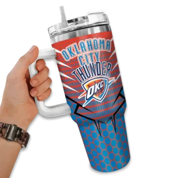 personalized oklahoma city thunder hex texture blue curved tumbler fashion forward 1.webp