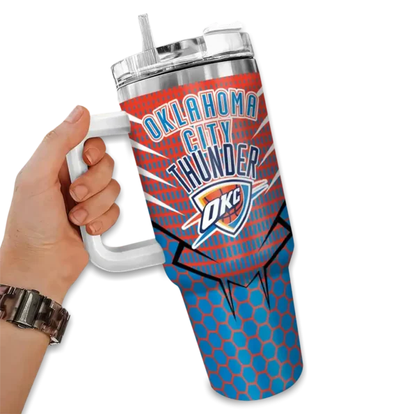 personalized oklahoma city thunder hex texture blue curved tumbler fashion forward 1.webp