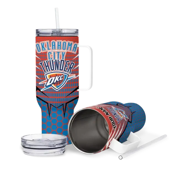 personalized oklahoma city thunder hex texture blue curved tumbler high quality 1.webp