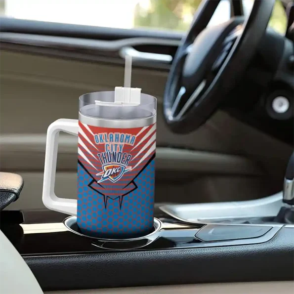 personalized oklahoma city thunder hex texture blue curved tumbler trendy 1.webp