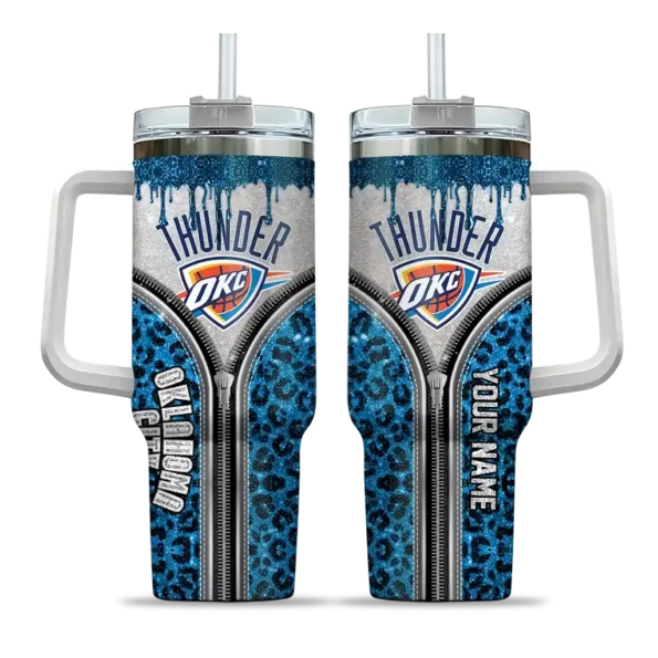 personalized oklahoma city thunder leopard zipper blue curved tumbler best selling 1.webp