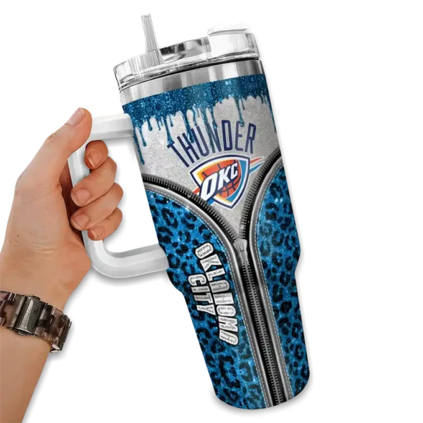personalized oklahoma city thunder leopard zipper blue curved tumbler fashion forward 1.webp