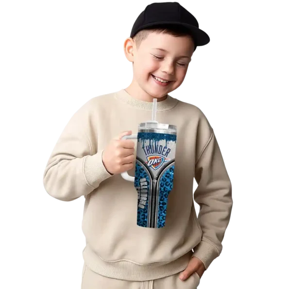 personalized oklahoma city thunder leopard zipper blue curved tumbler latest model 1.webp