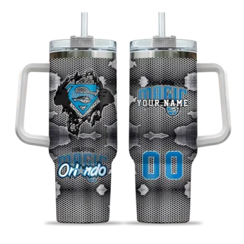 personalized orlando magic superman shield blue gray curved tumbler best selling 1.webp