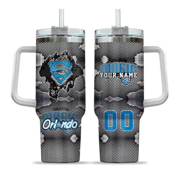 personalized orlando magic superman shield blue gray curved tumbler best selling 1.webp