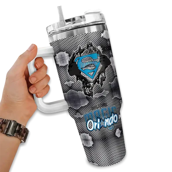 personalized orlando magic superman shield blue gray curved tumbler fashion forward 1.webp