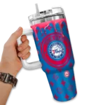 personalized philadelphia 76ers bullseye drips blue curved tumbler best selling 1.webp
