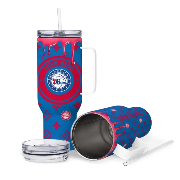 personalized philadelphia 76ers bullseye drips blue curved tumbler high quality 1.webp
