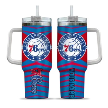 personalized philadelphia 76ers chevron layers blue curved tumbler best selling 1.webp