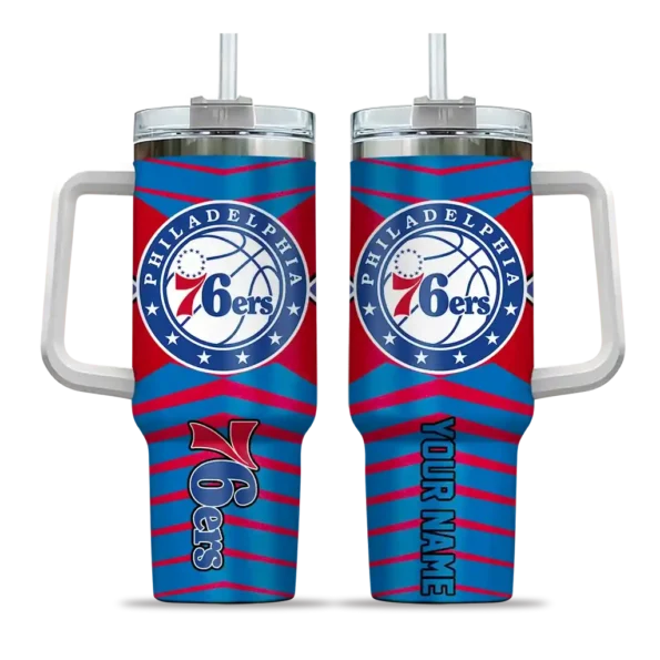 personalized philadelphia 76ers chevron layers blue curved tumbler best selling 1.webp