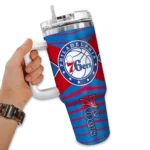 personalized philadelphia 76ers chevron layers blue curved tumbler best selling 1.webp