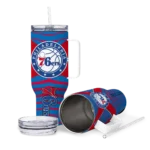 personalized philadelphia 76ers chevron layers blue curved tumbler best selling 1.webp