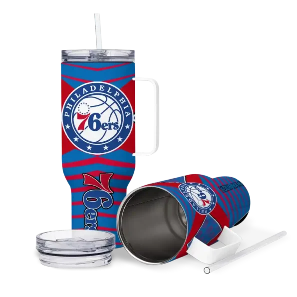 personalized philadelphia 76ers chevron layers blue curved tumbler high quality 1.webp