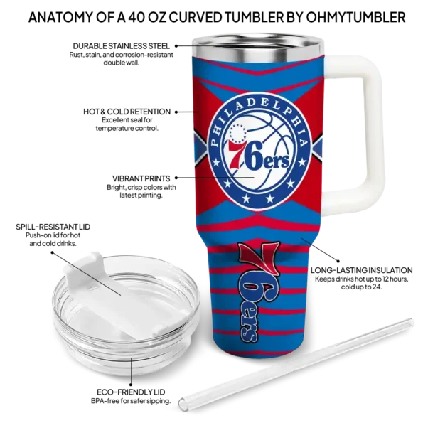 personalized philadelphia 76ers chevron layers blue curved tumbler new arrival 1.webp