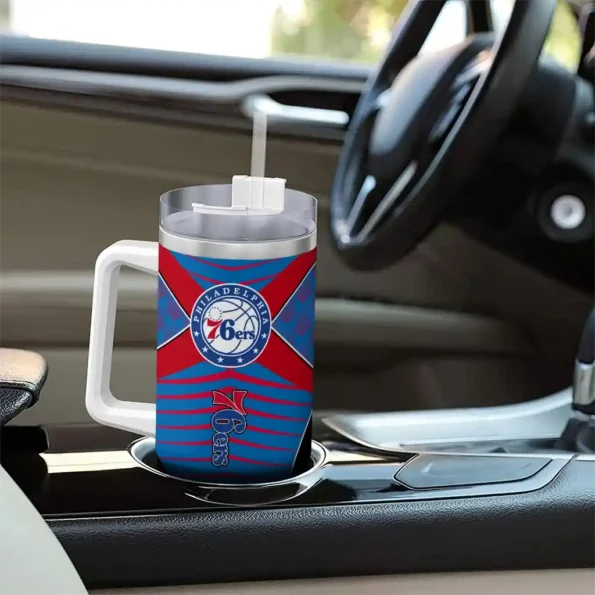 personalized philadelphia 76ers chevron layers blue curved tumbler trendy 1.webp