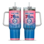 personalized philadelphia 76ers gradient dots blue curved tumbler best selling 1.webp