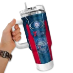 personalized philadelphia 76ers hexagon armor blue curved tumbler best selling 1.webp